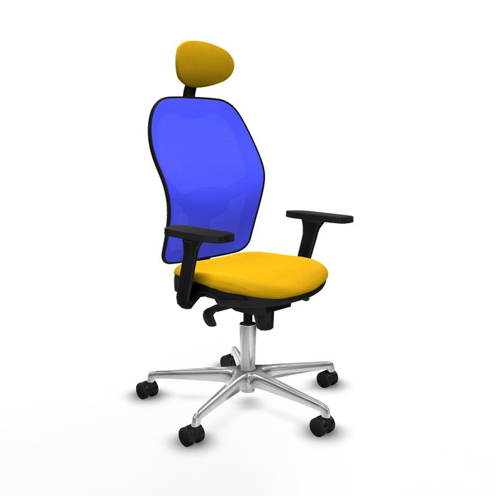 PIQUERAS Y CRESPO Silla de oficina Jorquera, Sincro, Tela Amarilla y Malla Azul PIQUERAS Y CRESPO Silla de oficina Jorquera, Sincro, Tela Amarilla y Malla Azul