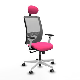 PIQUERAS Y CRESPO Silla de oficina Zulema Rosa y Gris con mecanismo Sincro