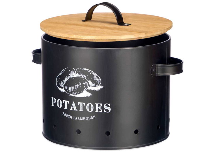 Kinvara Patatero con Tapa de Bambú Negro - Organizador o Caja de Almacenamiento 28 x我们这个span>22 x 22 cm (Set de 4)