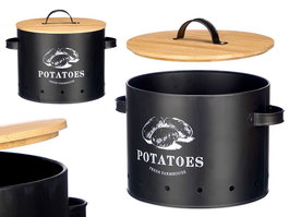 Kinvara Patatero con Tapa de Bambú Negro - Organizador o Caja de Almacenamiento 28 x我们这个span>22 x 22 cm (Set de 4)