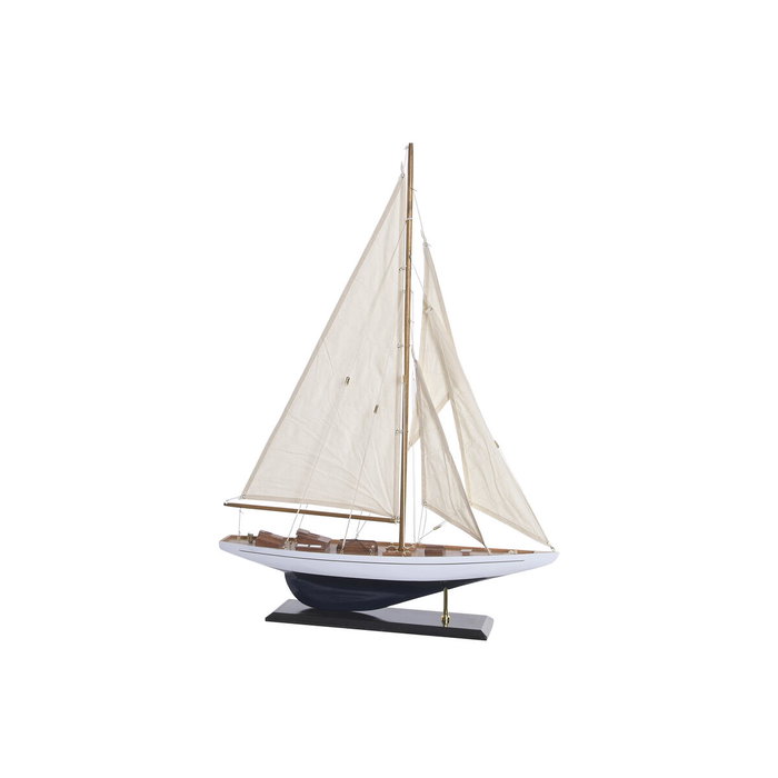 DKD Home Decor Barco de Madera Azul Marino y Blanco 60x11,5x83 cm