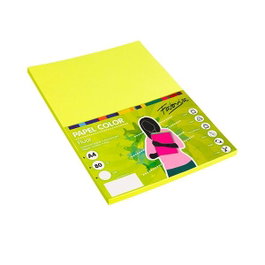 Fabrisa Pack de 100 hojas de papel A4 amarillo fluorescente 75g