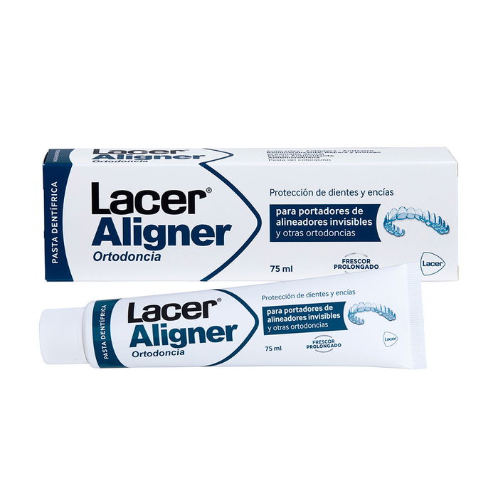 Lacer Aligner Pasta Dental 75 ml - Sin Gluten, Anticaries, Antiplaca y Antisarro - Para Ortodoncia Invisible - Sabor Menta