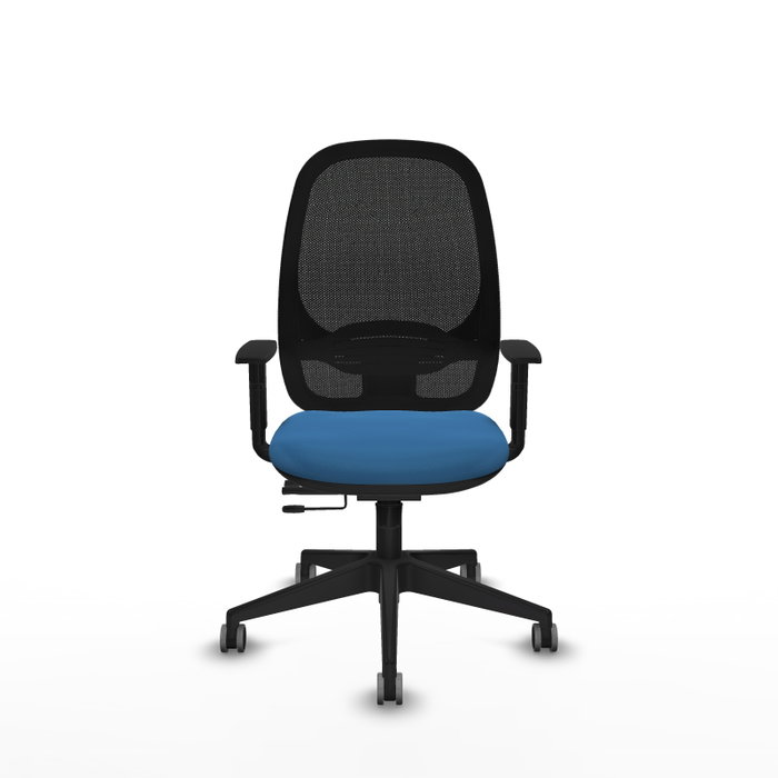 PIQUERAS Y CRESPO Silla de oficina Cilanco con mecanismo Sincro/Traslack, Azul claro y Negro