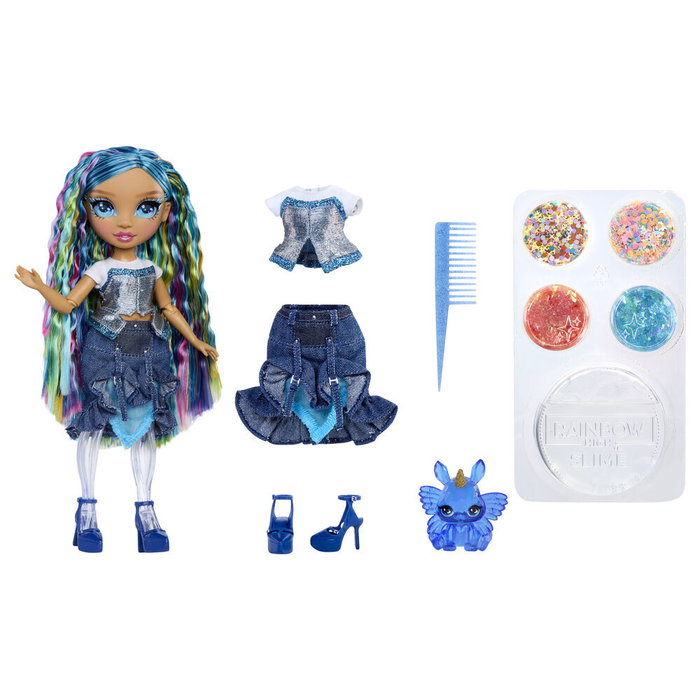 Rainbow High Muñeca Skyler con Slime y Brillos Azul