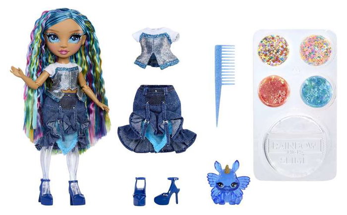 Rainbow High Muñeca Skyler con Slime y Brillos Azul