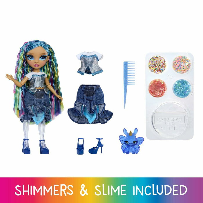 Rainbow High Muñeca Skyler con Slime y Brillos Azul