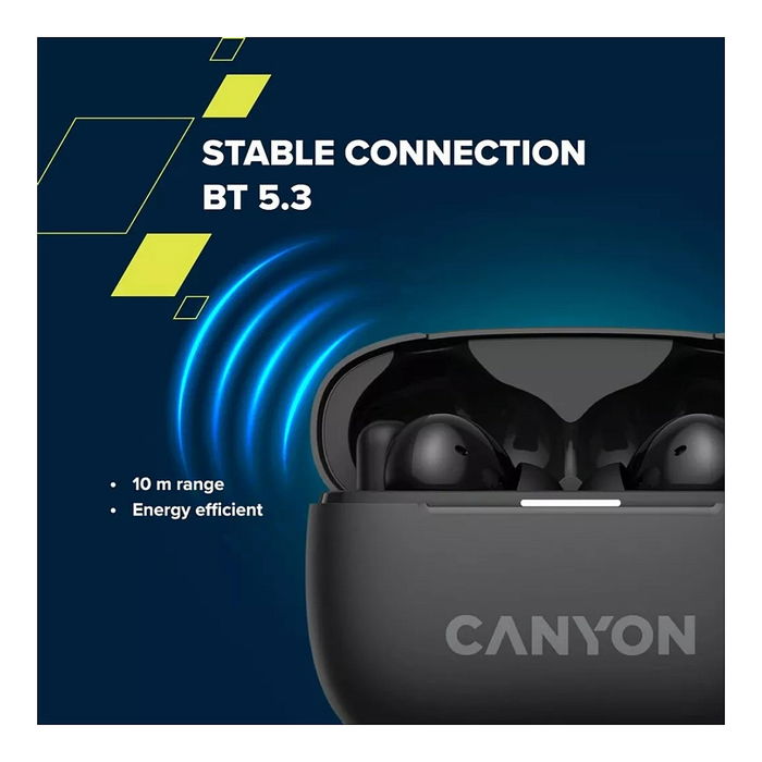 Canyon CNS-TWS10B Auriculares Inalámbricos True Wireless Negro Música Deporte Llamadas Uso Diario