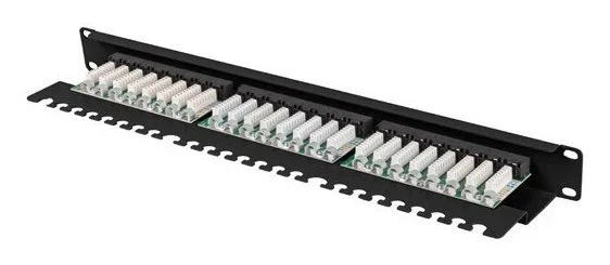 Lanberg PPU6-1124-B Panel de Parcheo 24 Puertos Cat.6 UTP 1U Negro con Organizador de Cables para Rack 19"