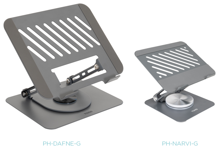 Tooq Soporte Plegable con Rotación 360° para Dispositivos de 11''-17'', Gris Oscuro