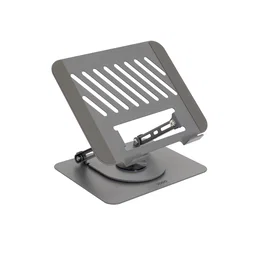 TooQ Soporte Elevador con Rotación 360° Ajustable para Portátiles 11-17 Pulgadas, Gris Oscuro, Acero