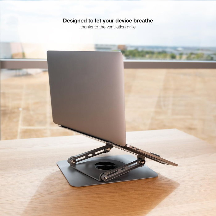 Tooq Soporte Plegable con Rotación 360° para Dispositivos de 11''-17'', Gris Oscuro