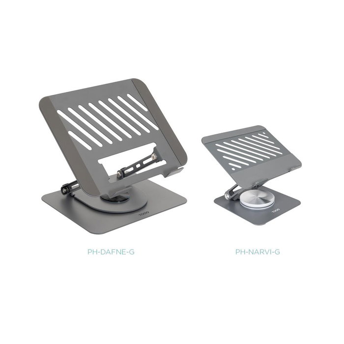Tooq Soporte Plegable con Rotación 360° para Dispositivos de 11''-17'', Gris Oscuro