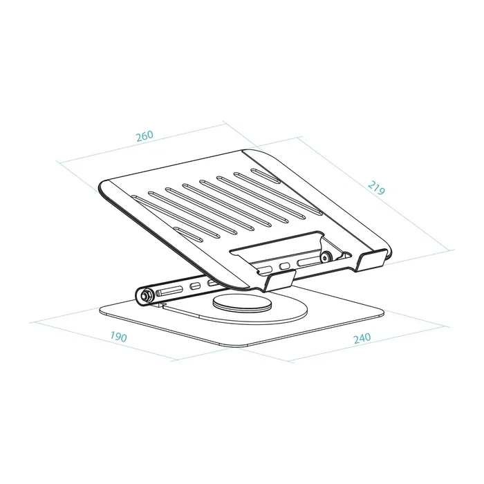 Soporte plegable 360° dispositivos 11-17", gris