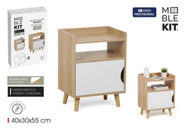 Inde Mesita Auxiliar con Puerta de Madera Moblekit - 31.9 cm Largo x 48.1 cm Alto x 11.5 cm Ancho (2 Unidades)