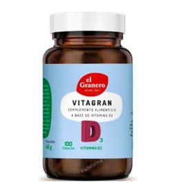 El Granero Vitagran D3 Vitamina D3 Complemento Alimenticio 100 Cápsulas