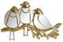 DKD Home Decor Decoración de Pared de Pájaros en Resina y Espejo Dorado