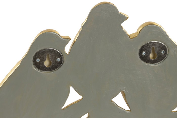 DKD Home Decor Decoración de Pared de Pájaros en Resina y Espejo Dorado