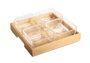 DKD Home Decor Set de 5 Tablas de Aperitivo de Cristal y Bambú 21x21x6 cm, 280ml