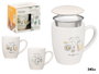 Vessia Taza de Porcelana Organic con Tapa y Filtro Surtidos 340 ml 12x10x8 cm (Set de 24)