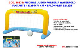 Juego de portería de waterpolo flotante con balón 137x64 cm