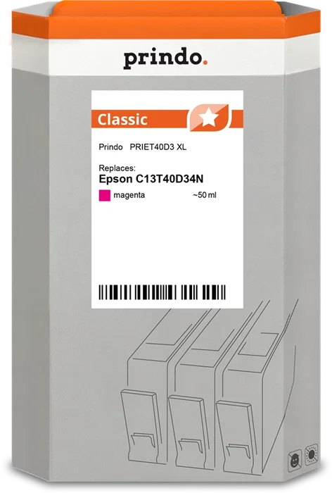 Prindo Classic XL Magenta Cartucho de Tinta Compatible con Epson T40D340 Prindo Classic XL Magenta Cartucho de Tinta Compatible con Epson T40D340