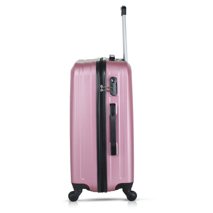 Zoozie Bags 8527 Juego de Maletas de Viaje en Oro Rosa, ABS, Incluye Neceser de Maquillaje y Ruedas 360º