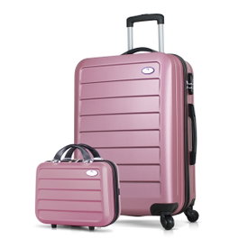 Zoozie Bags 8527 Juego de Maletas de Viaje en Oro Rosa, ABS, Incluye Neceser de Maquillaje y Ruedas 360º