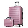 Zoozie Bags 8527 Juego de Maletas de Viaje en Oro Rosa, ABS, Incluye Neceser de Maquillaje y Ruedas 360º