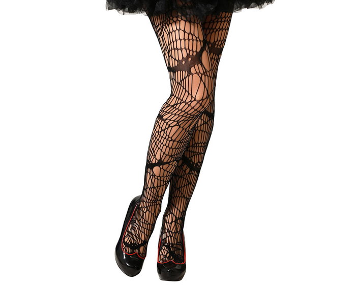 Medias Halloween Negras con Murciélagos Blancos, Complemento para Disfraz de Vampira, Bruja o Gótico Medias Halloween Negras con Murciélagos Blancos, Complemento para Disfraz de Vampira, Bruja o Gótico