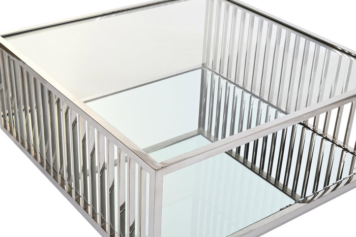 DKD Home Decor Mesa de Centro de Acero y Espejo Cromado 100x100x45 cm DKD Home Decor Mesa de Centro de Acero y Espejo Cromado 100x100x45 cm