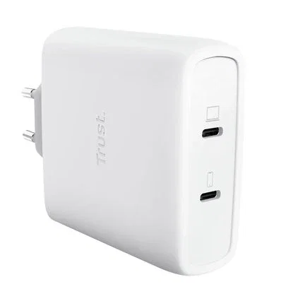 Trust Cargador de Pared Maxo 100W 2xUSB-C Blanco con Cable USB-C de 2m