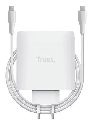 Trust Cargador de Pared Maxo 100W 2xUSB-C Blanco con Cable USB-C de 2m
