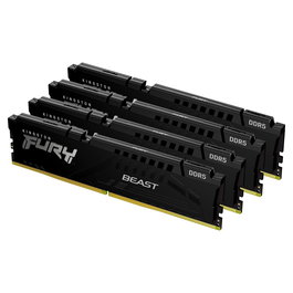 Kingston FURY Beast 64GB DDR5 RAM Kit (4x16GB, 6000MT/s, CL40, 288-pin DIMM, Negro) - Memoria XMP 3.0