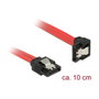 DeLOCK Cable SATA 6 Gb/s de 10 cm con conector en ángulo hacia abajo, Rojo/Negro