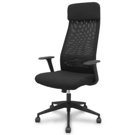 Piqueras Y Crespo Silla de Oficina Basculante Pro536 536B00SWRN, Respaldo de Malla y Brazos Fijos, Negra, Soporte 120 kg