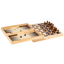 DEQUBE Juego 3 en 1: Ajedrez, Damas y Backgammon