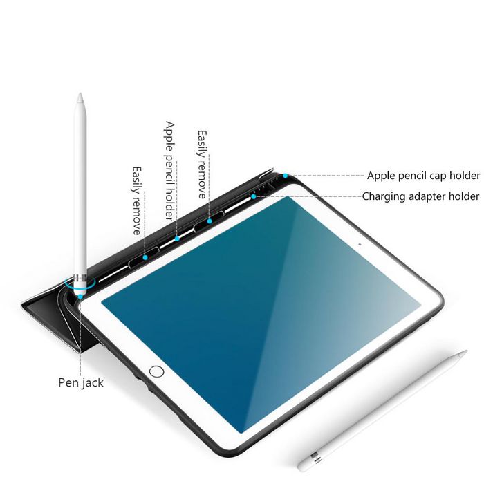 eSTUFF Funda Seattle para iPad Pro 11" / 10.ª Gen y SE - Negra, con ranura para Apple Pencil, magnética y con función de soporte