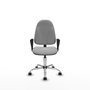Silla de oficina Algarra con mecanismo Contacto permanente básico tapizada con Similpiel color Gris claro. Equipada con Base cromada, Brazos fijos y Ruedas autofrenantes