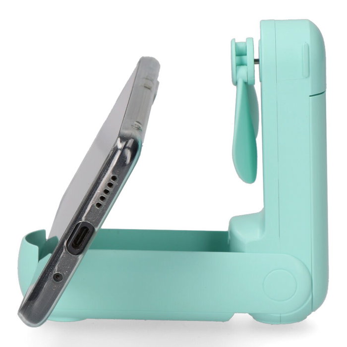 EDM Ventilador de Mano Plegable con Linterna, Powerbank, Soporte para Smartphone, Cargable USB-C, 3 Velocidades, Color Surtido