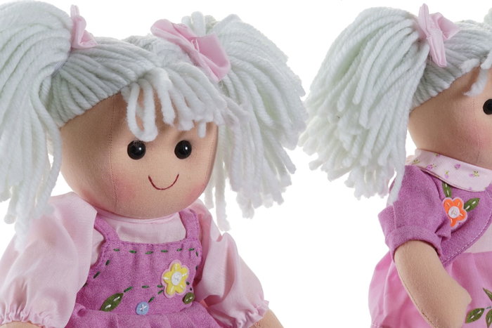 DKD Home Decor Muñeca de Flores Rosa y Blanco