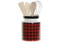 DKD Home Decor Bote de Utensilios Set 5 Piezas Tartan Negro