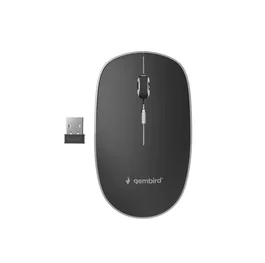 Gembird MUSW-4BS-01 Ratón Inalámbrico Óptico 1600 DPI para Oficina, Silencioso, Ambidextro, Nano Receptor USB, Color Negro