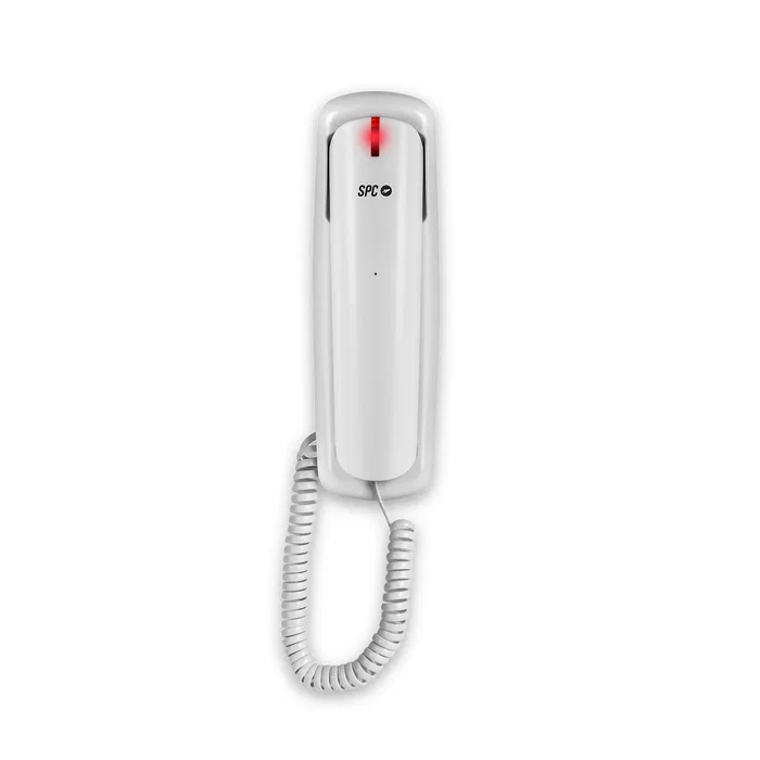 SPC Original Lite 2 Teléfono Fijo Analógico Blanco - Diseño Minimalista, Teclas Ocultas, 10 Memorias, Función Rellamada, Indicador Luminoso, para Sobremesa o Pared