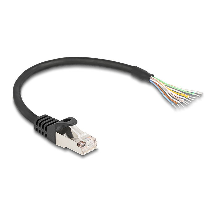 DeLOCK Cable RJ50 macho a extremos abiertos 0,25 m Negro
