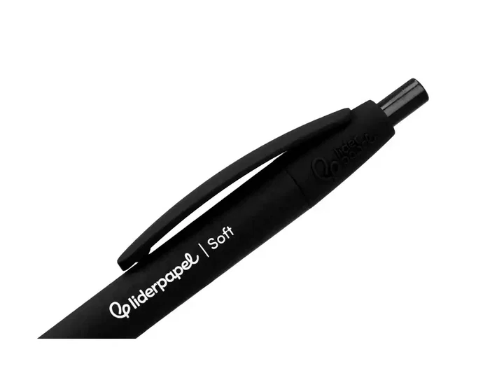 Liderpapel Boligrafo Retractil con Acabado Soft Touch, Punta 1 mm, Tinta Negra, Cuerpo Negro, Clip Resistente Liderpapel Boligrafo Retractil con Acabado Soft Touch, Punta 1 mm, Tinta Negra, Cuerpo Negro, Clip Resistente
