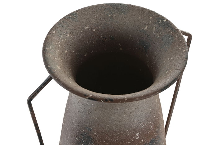 DKD Home Decor Jarrón de Metal Marrón Envejecido 42x25x18,5 cm