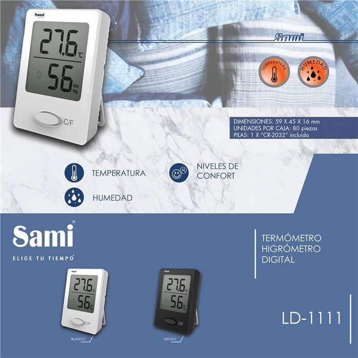 SAMI Reloj Mini con Termómetro e Higrómetro - Blanco