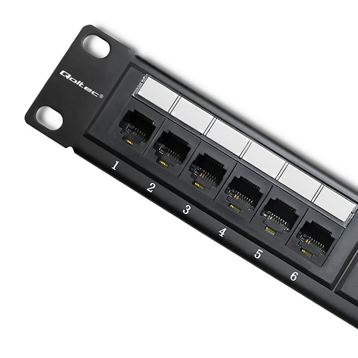 Qoltec 54475 Panel de parches 24 puertos Cat.5E UTP Negro