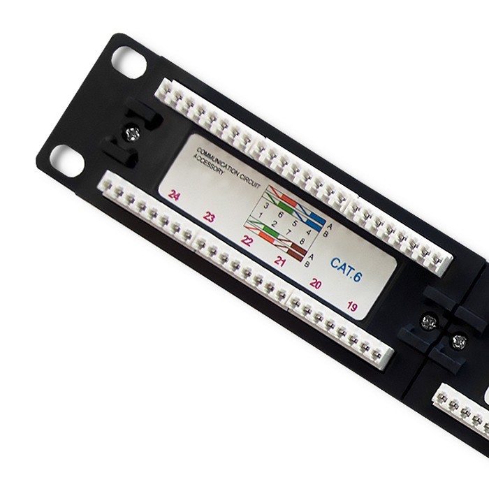 Qoltec 54475 Panel de parches 24 puertos Cat.5E UTP Negro